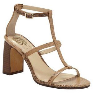 Camuto Balindah Brown Caged Strap Chunky Heels -9